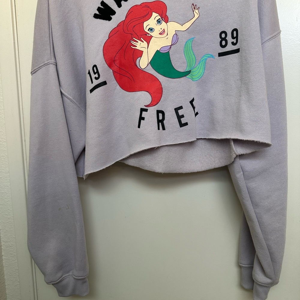Disney Lavender Cropped Ariel Graphic Sweatshirt